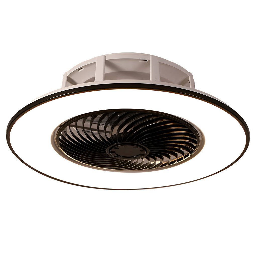 Round Stepless Dimming LED Black Modern Bladeless Ceiling Fans Lights