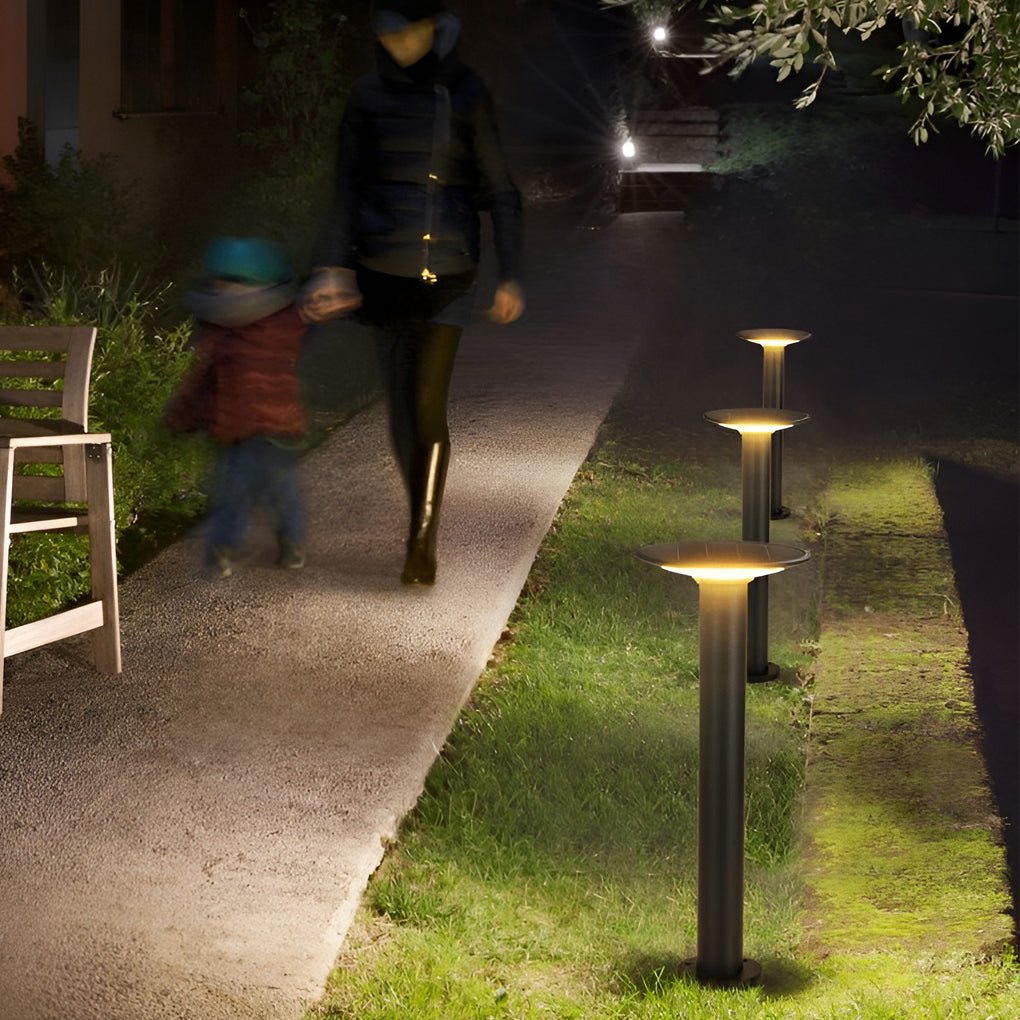 Round UFO Shaped LED Waterproof Solar Path Lights Outdoor Post Lights