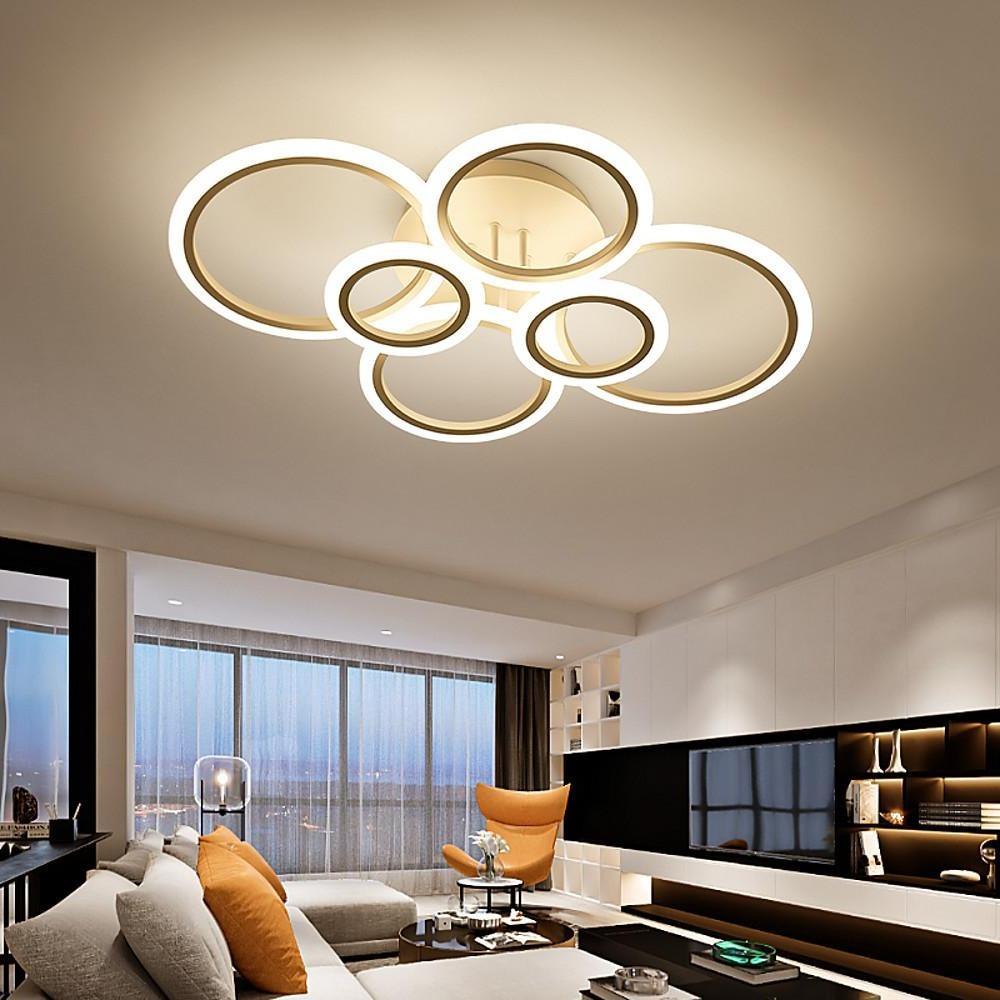 6 Circle Geometric LED Flush Mount Ceiling Light for Bedroom