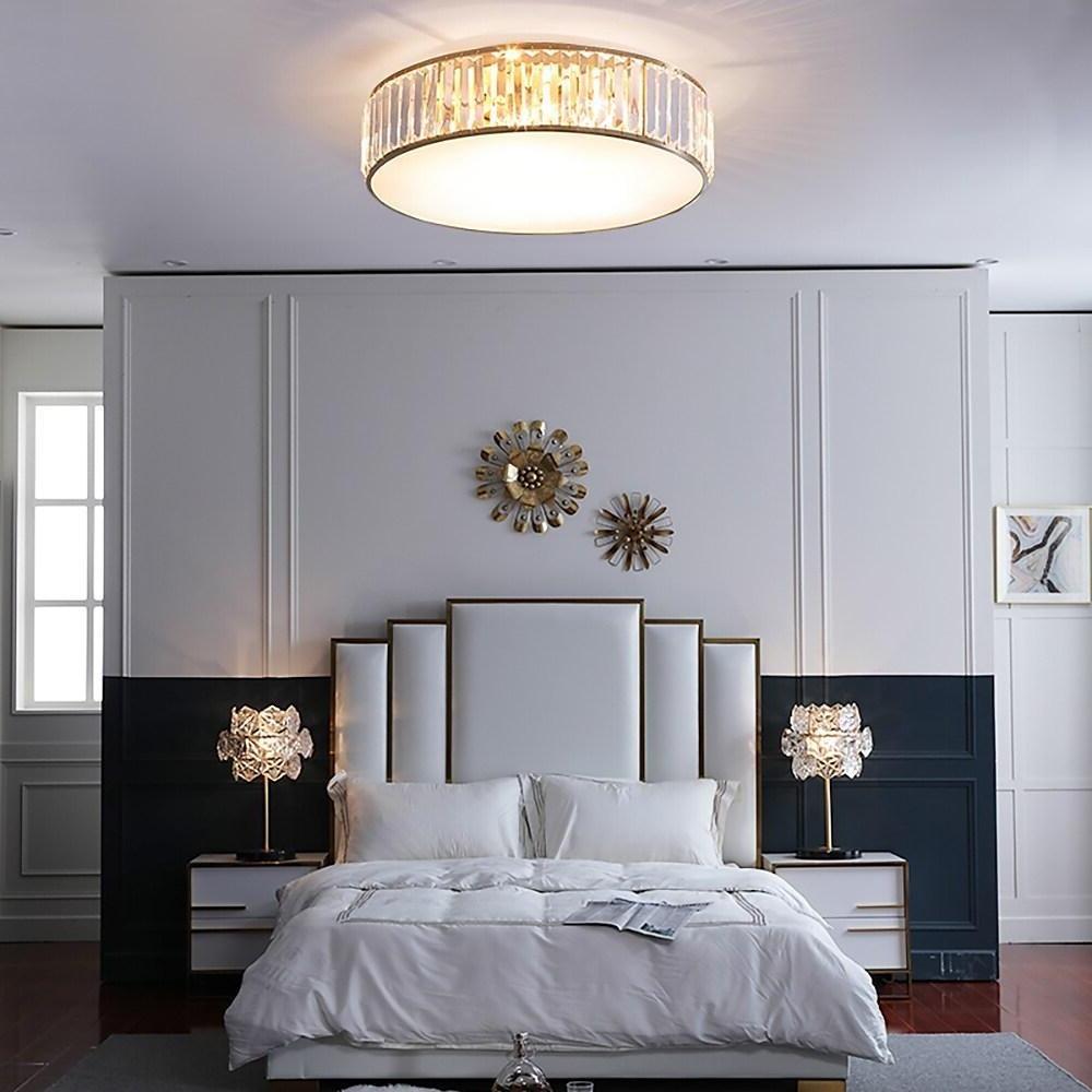 Drum-shaped LED Crystal Nordic Ceiling Lights Flush Mount Lighting