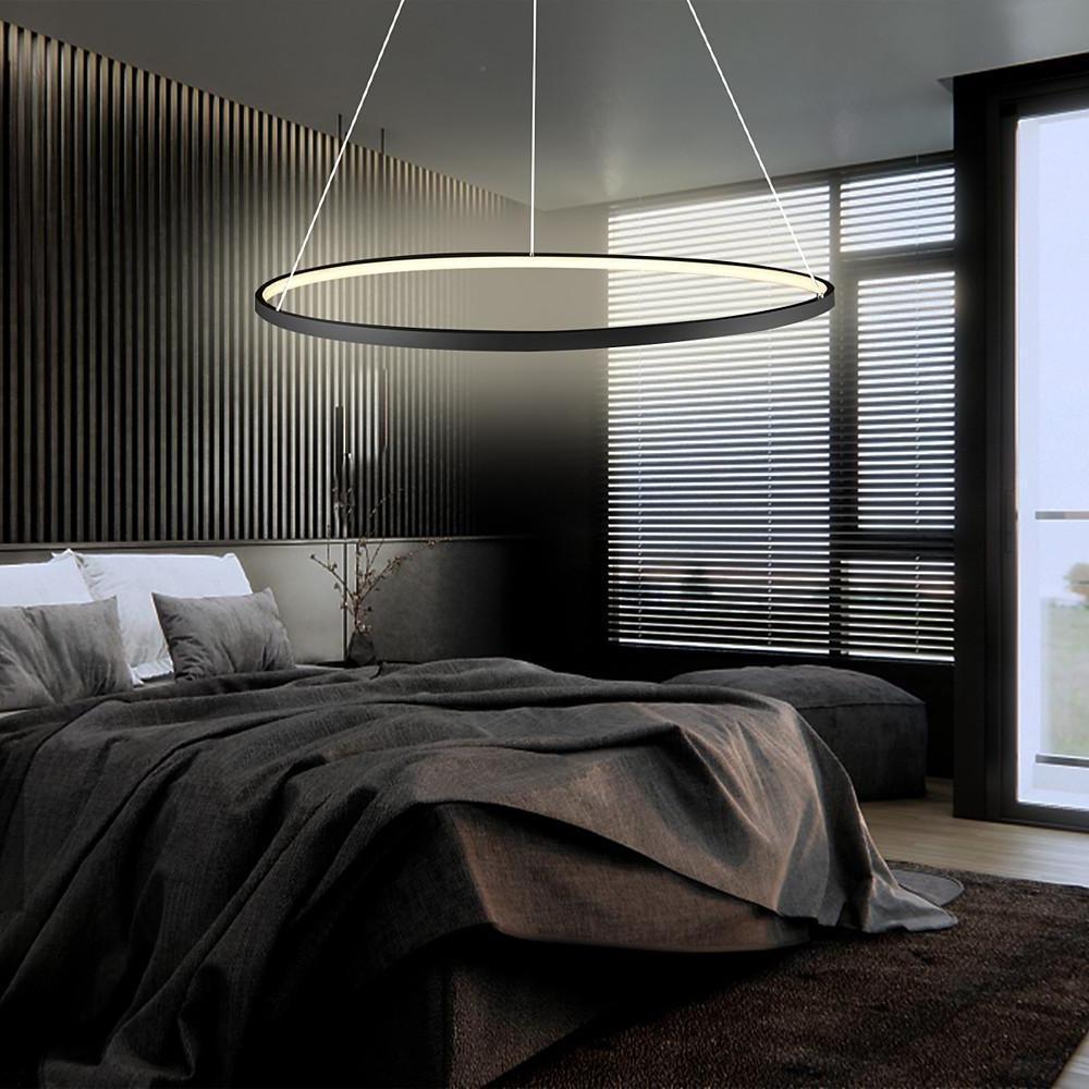 Round Geometric 30-Watt Single Ring Integrated LED Modern Bedroom Pendant