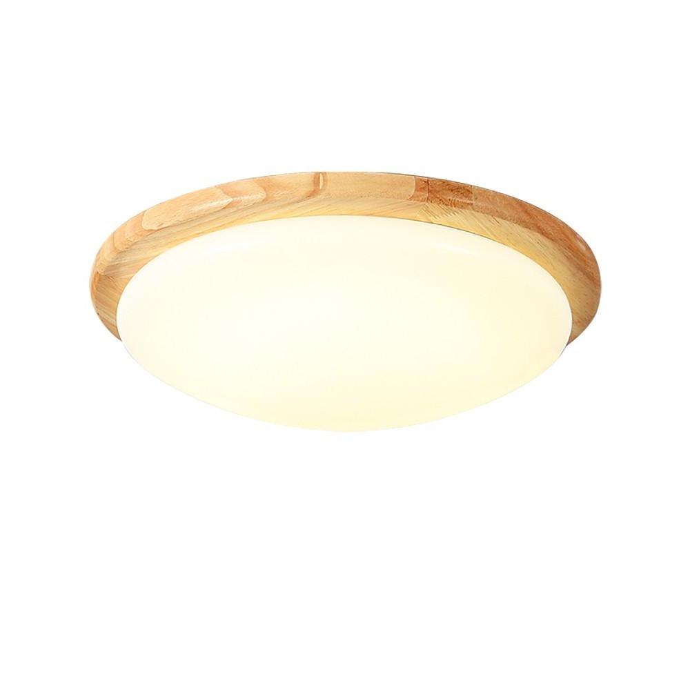 14'' LED Dimmable Wood Flush Mount Light Nordic LED Bamboo Bedroom Ceiling Lights