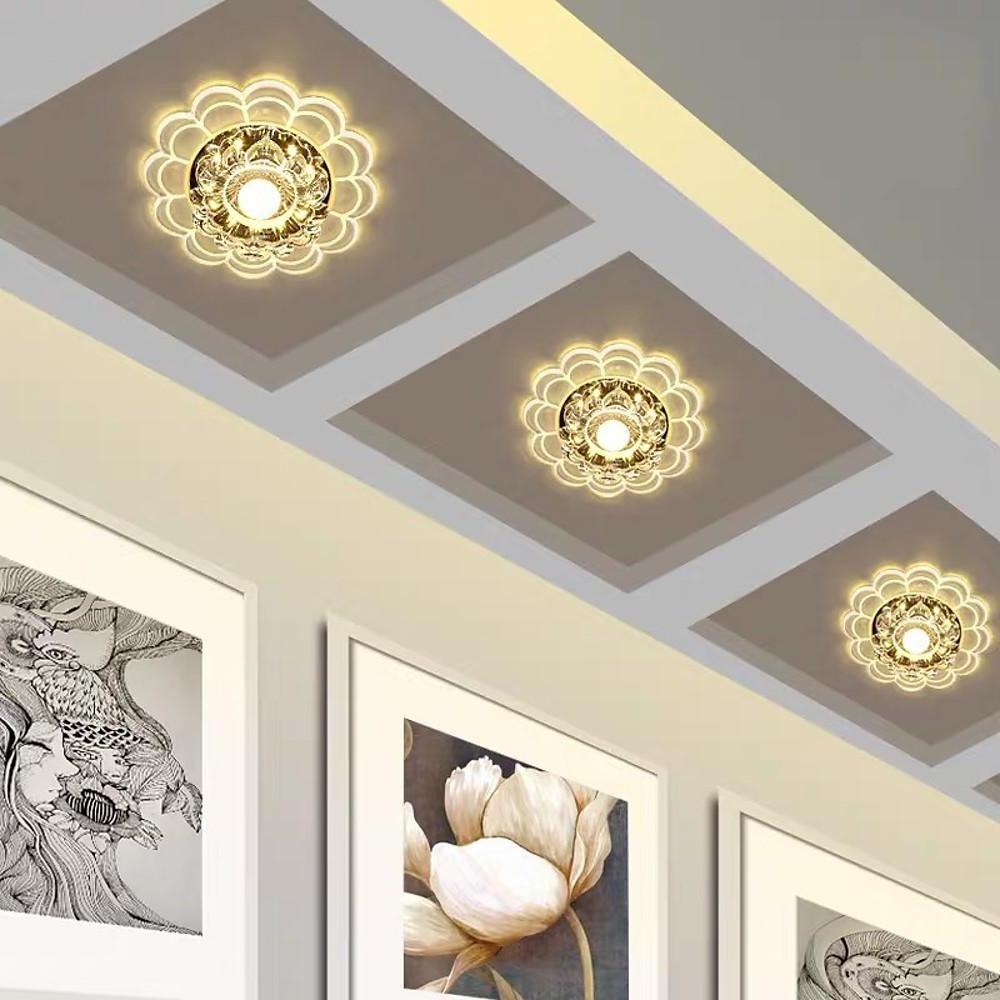 Flower Effect Entryway Lighting Crystal Metal LED Flush Mount Ceiling Light for Baby Kids