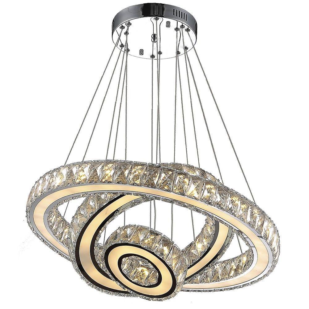 Contemporary 3 Ring Pendant Electroplated Crystal Chandeliers