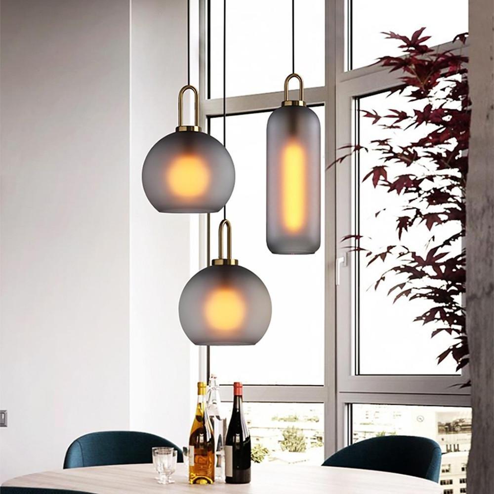 Semi Globe Glass Electroplated Metal LED Industrial Style Pendant Lighting