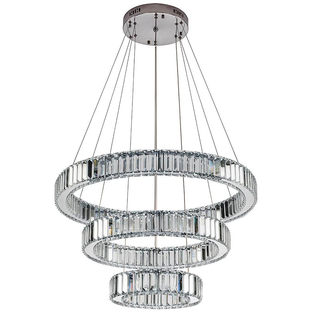 Chrome Crystal 3-Tier Pendant Light Modern Chandelier