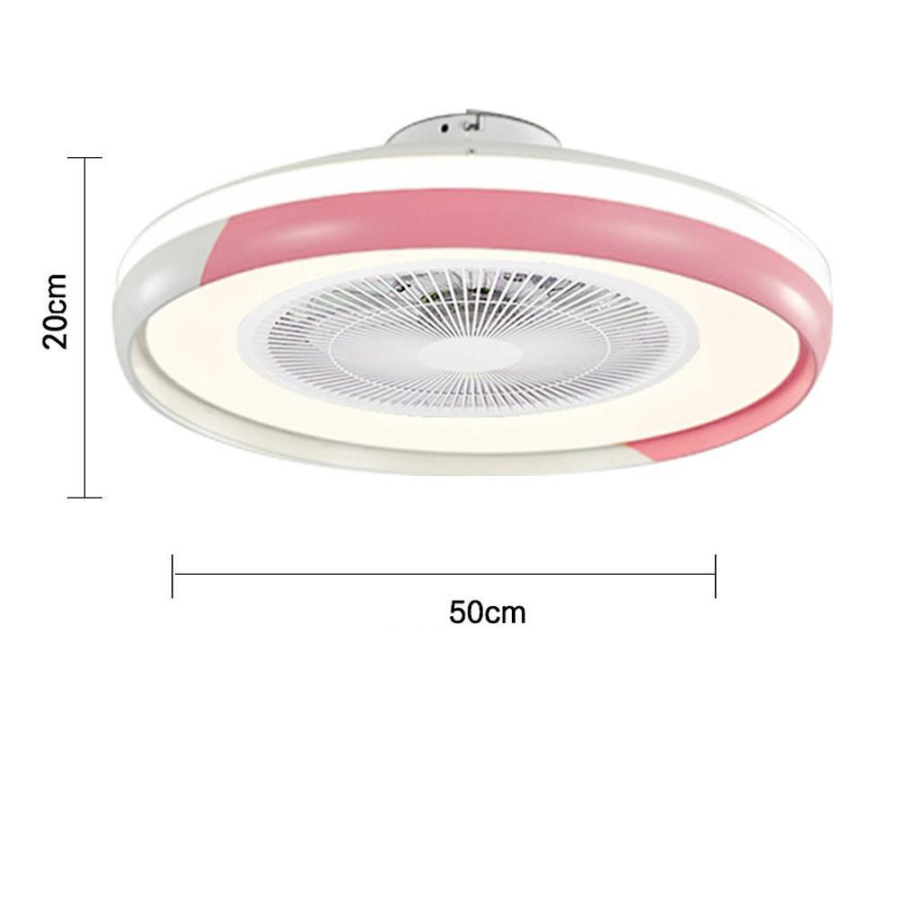 Circular Dimmable Flush Mount Bladeless Ceiling Fan with Light and Remote