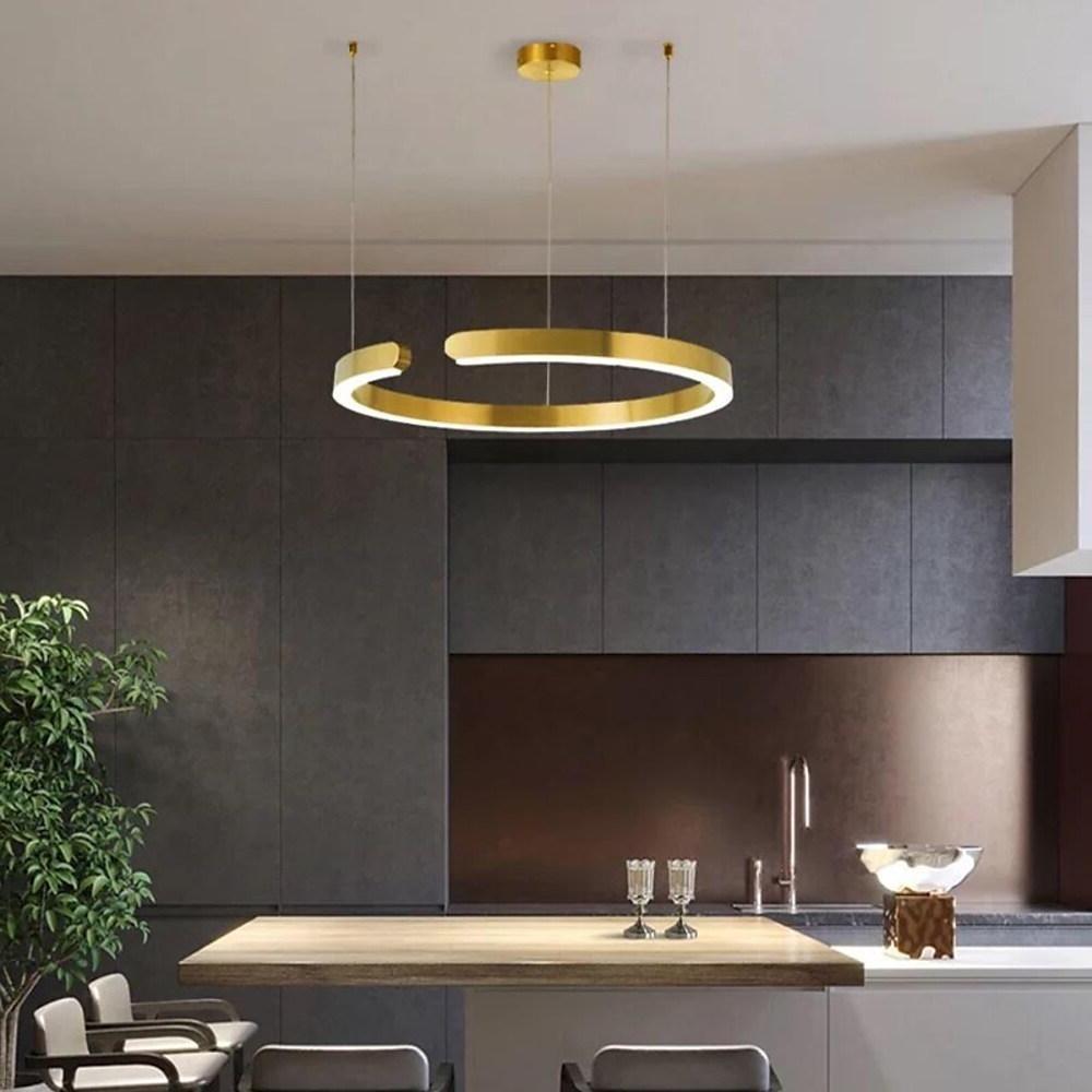 Open Ring Shaped LED Electroplated Modern Pendant Light Island Lights