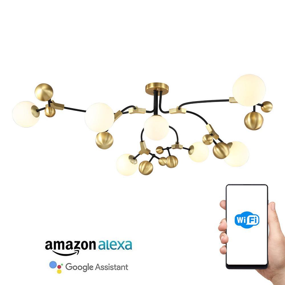 Gold Sputnik Chandelier Cle-Style Chandelier Light with 7 LED Lights