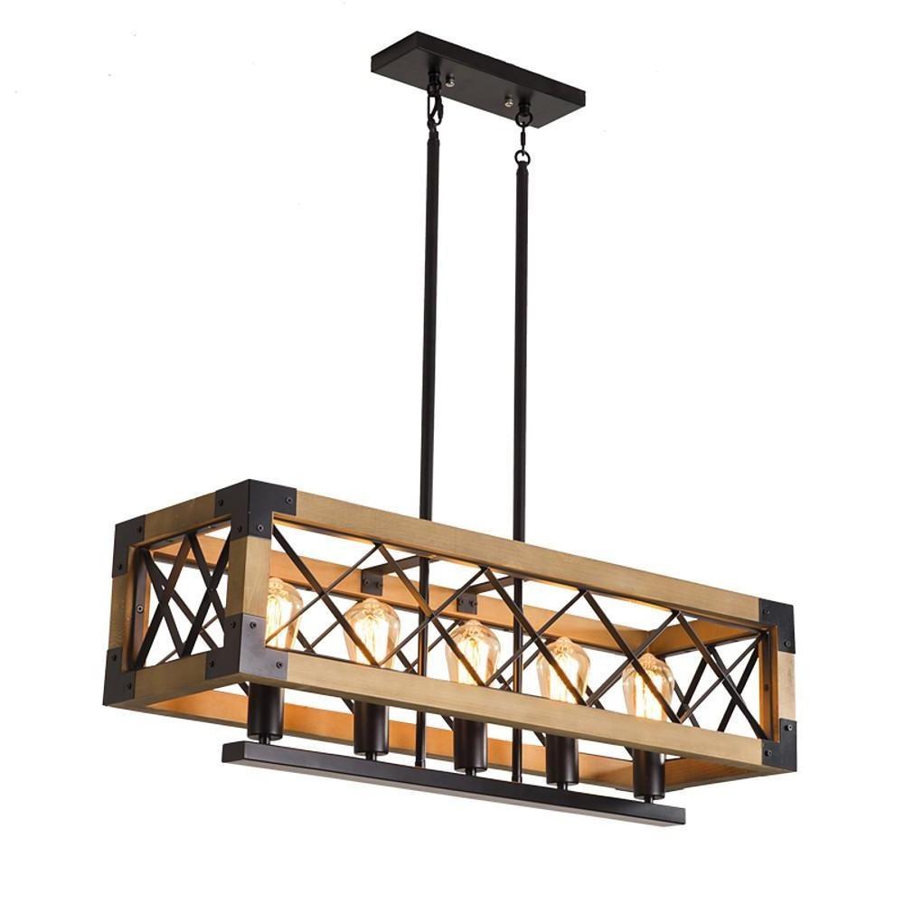 Rustic Industrial Linear Chandelier for Dining Rooms Farmhouse Rectangular/Square Light Fixture