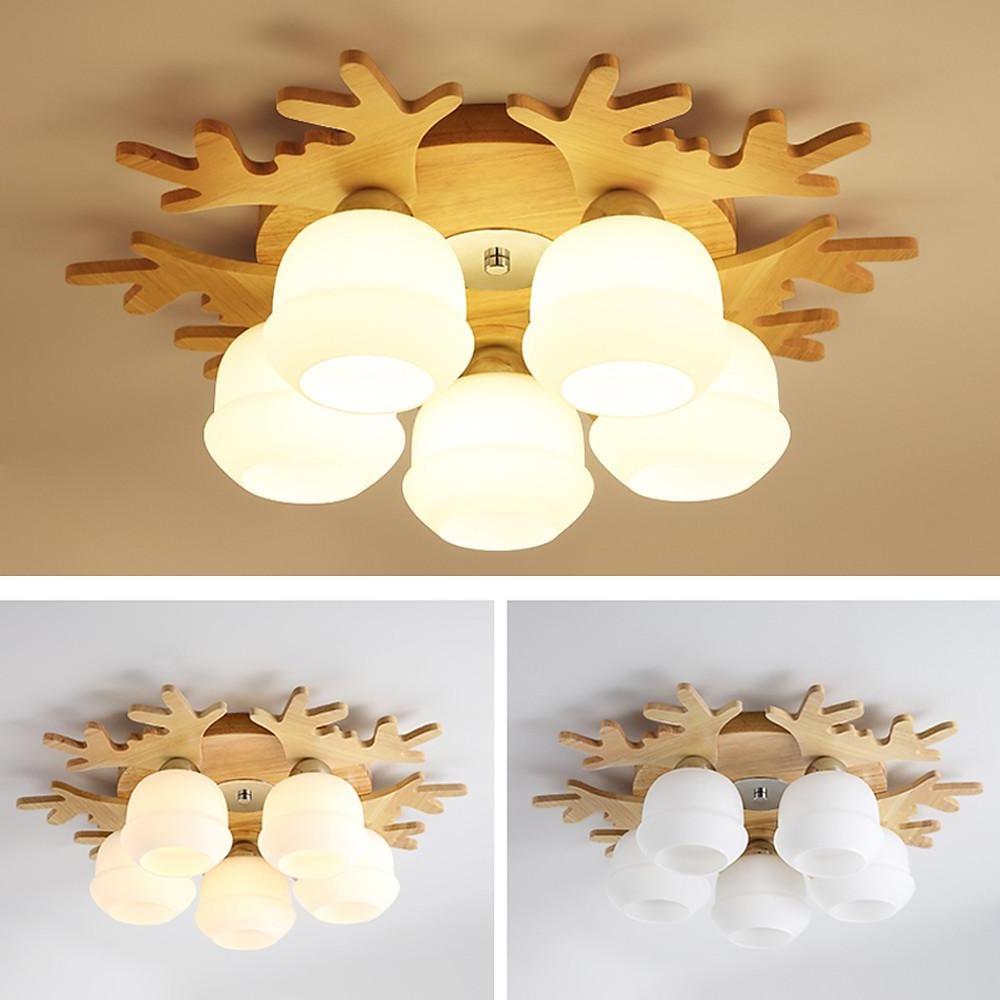 Globes Cluster Modern Bamboo Glass LED Flush Mount Ceiling Lights for Bedroom