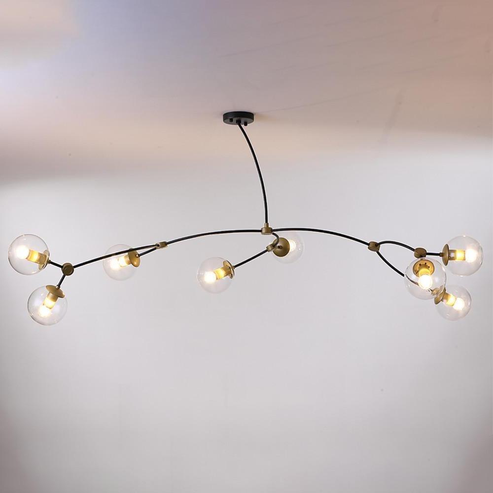 Modern 8-Light LED Chandelier with Electroplated Metal and Glass Globes