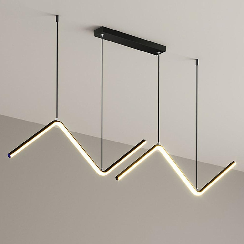 LED 2- Light Line Design Dimmable Pendant Light Modern Wave Shaped Kitchen Lighting Dining Room Lighting Nordic Minimalist Island Lights