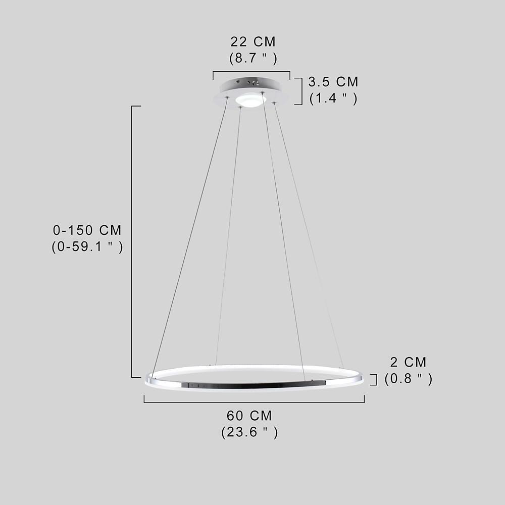 LED Circular Sturdy Modernistic Brushed Nickel Pendant Light With Remote Controller