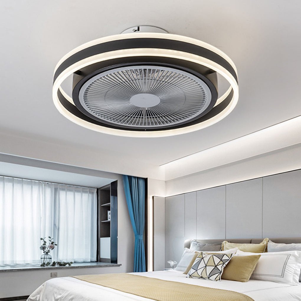 Round Dimming LED Modern Inverter Bladeless Ceiling Fan with Lights