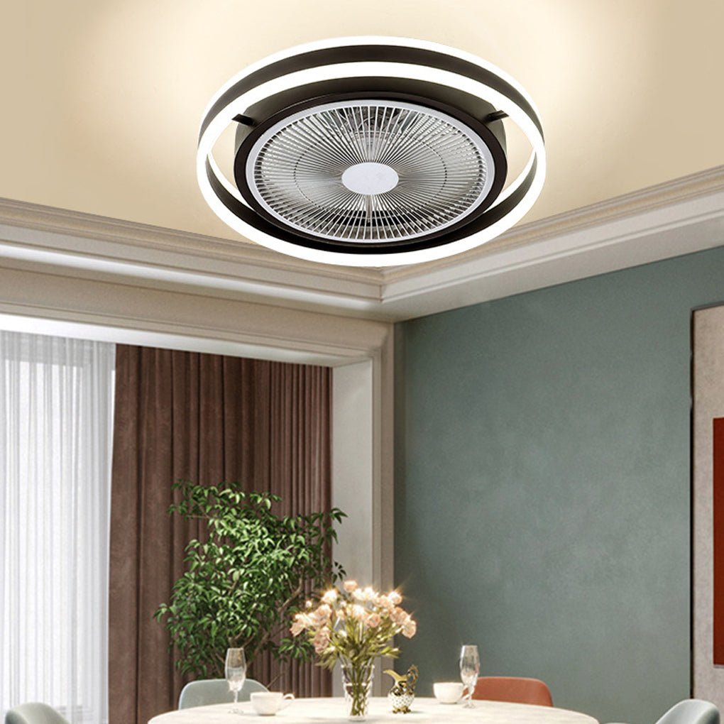 Round Dimming LED Modern Inverter Bladeless Ceiling Fan with Lights