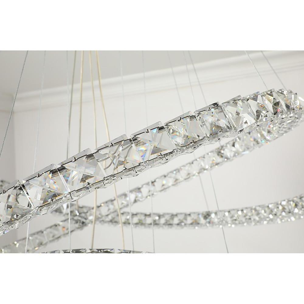 3/4-Light LED Tiered Chandelier LED Crystal Ring Hanging Pendant Light