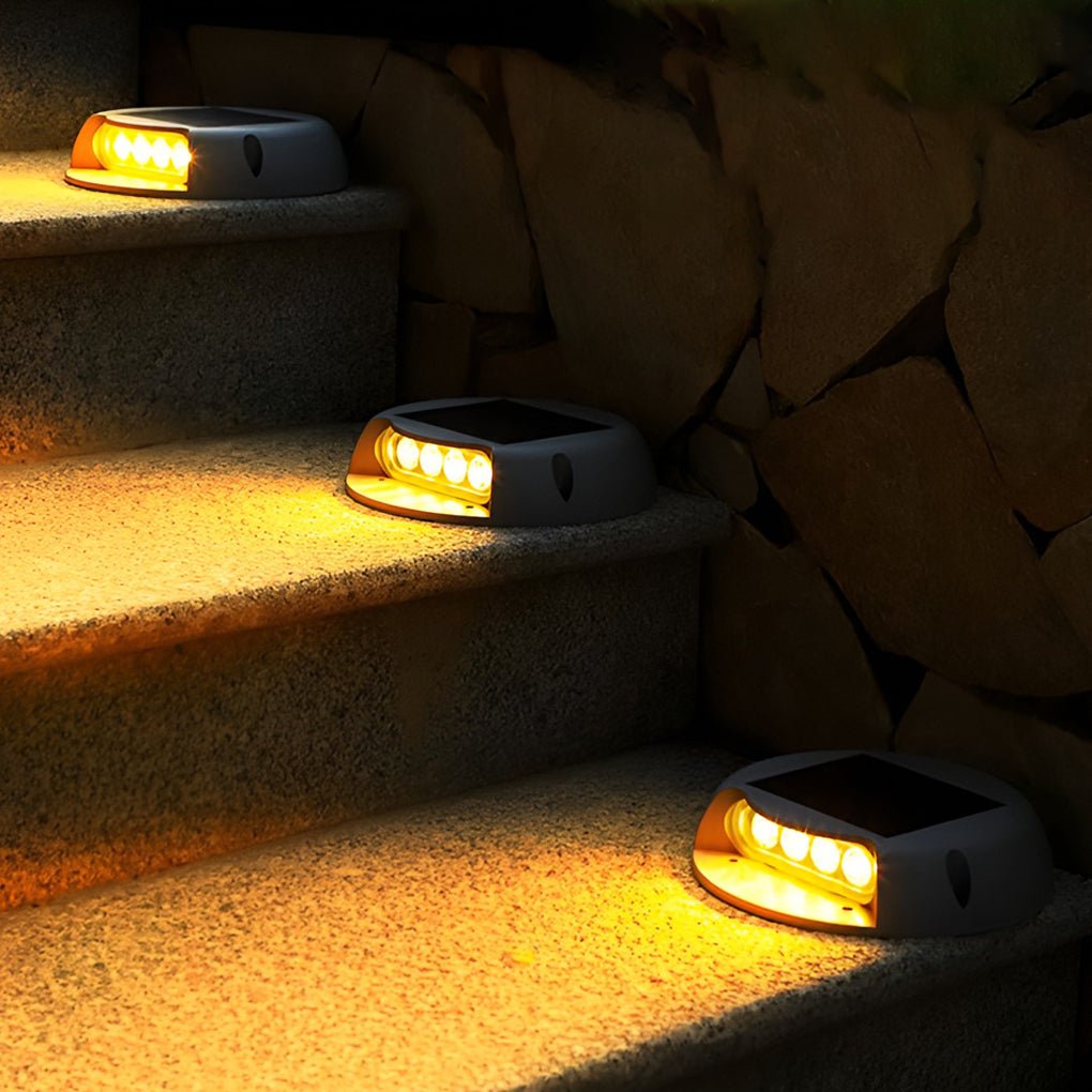 Wall Protected Flush Mount-On-Step Lights Solar LED Stairway Landscape Lighting