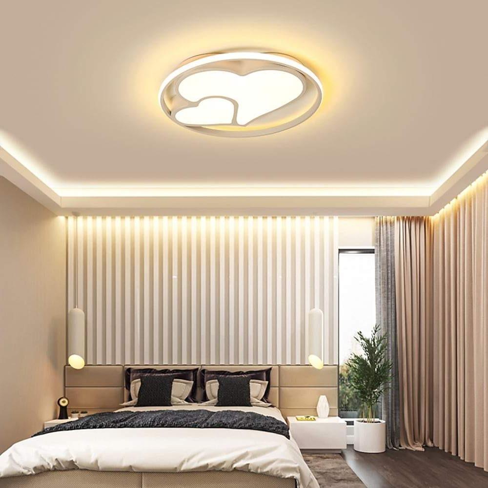 2 Heart Circle Dimmable LED Modern Flush Mount Ceiling Light with Remote