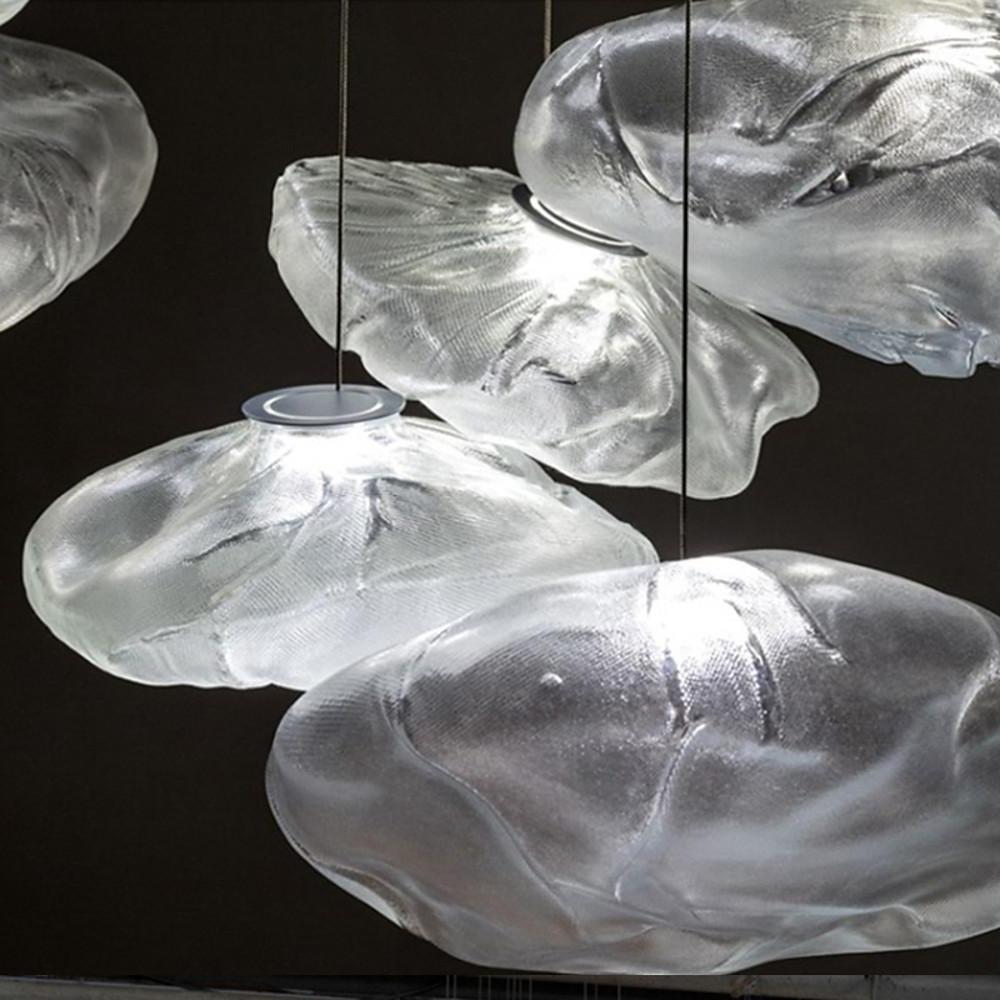 Industrial Metal Glass Bubble Pendant Light Irregular Oval Pendant Lighting