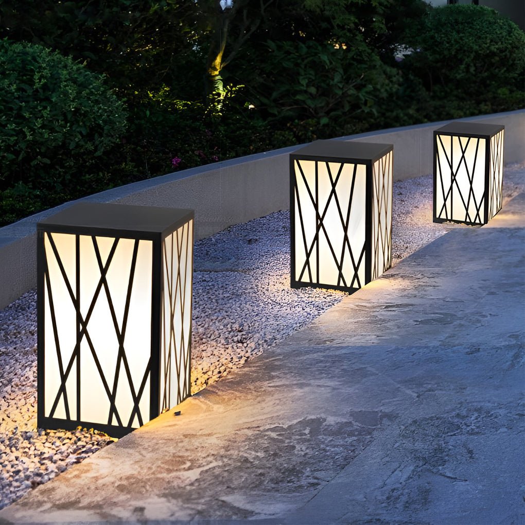 Square 20W LED Waterproof Modern Solar Post Lights Outdoor Pathway Lights