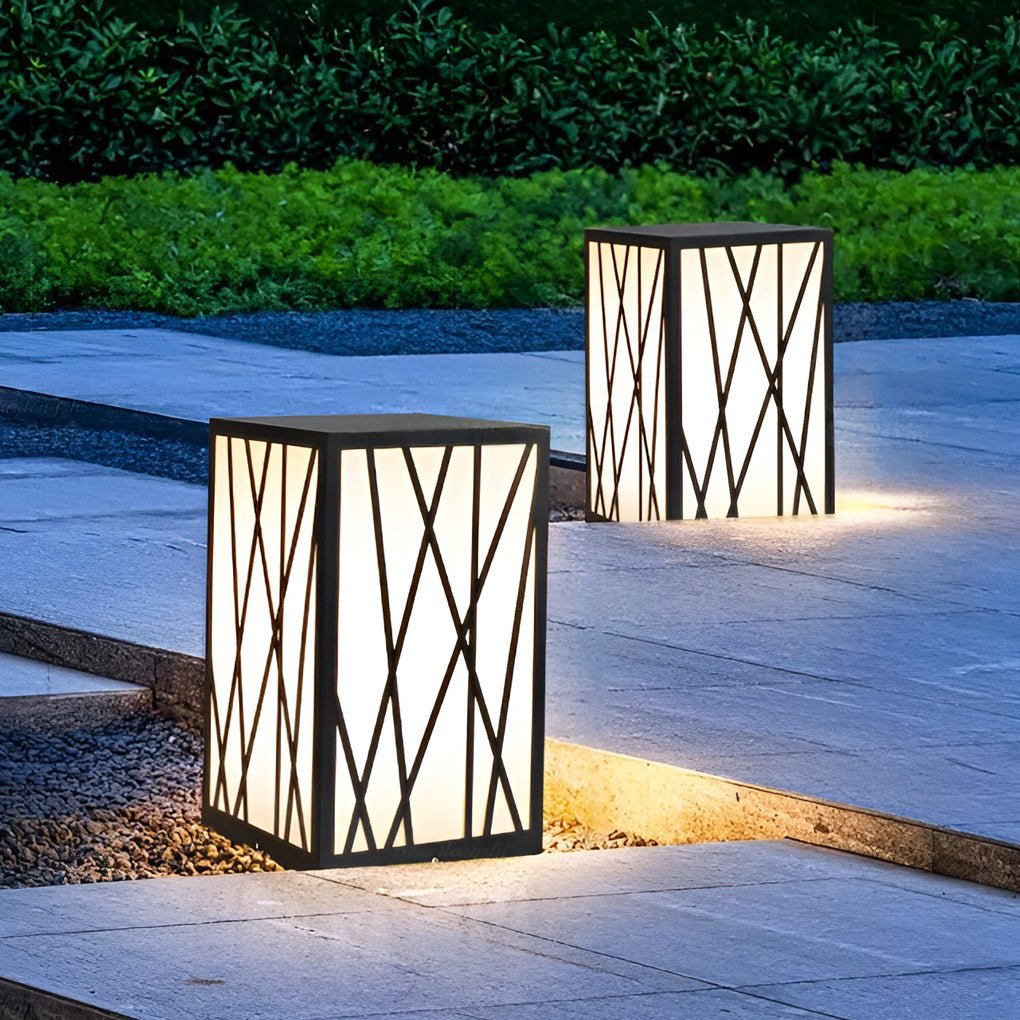 Square 20W LED Waterproof Modern Solar Post Lights Outdoor Pathway Lights