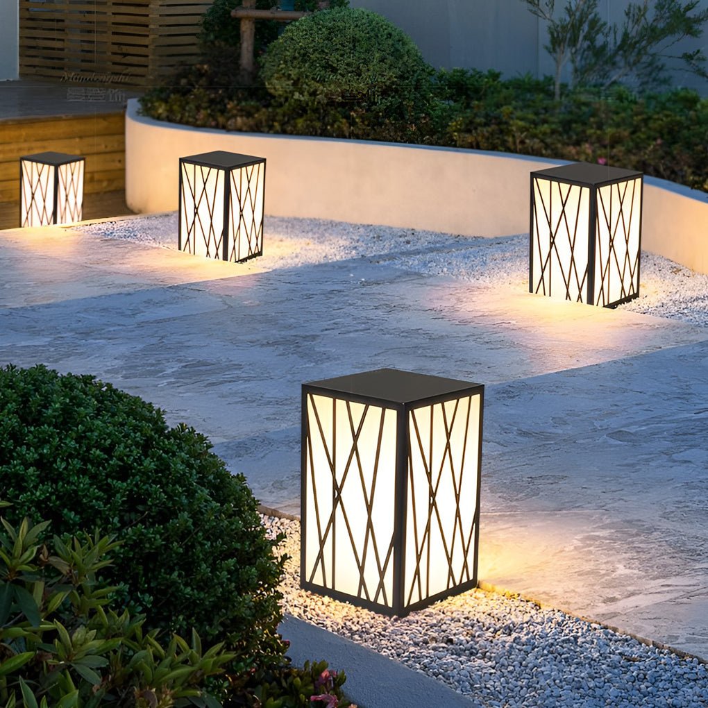 Square 20W LED Waterproof Modern Solar Post Lights Outdoor Pathway Lights