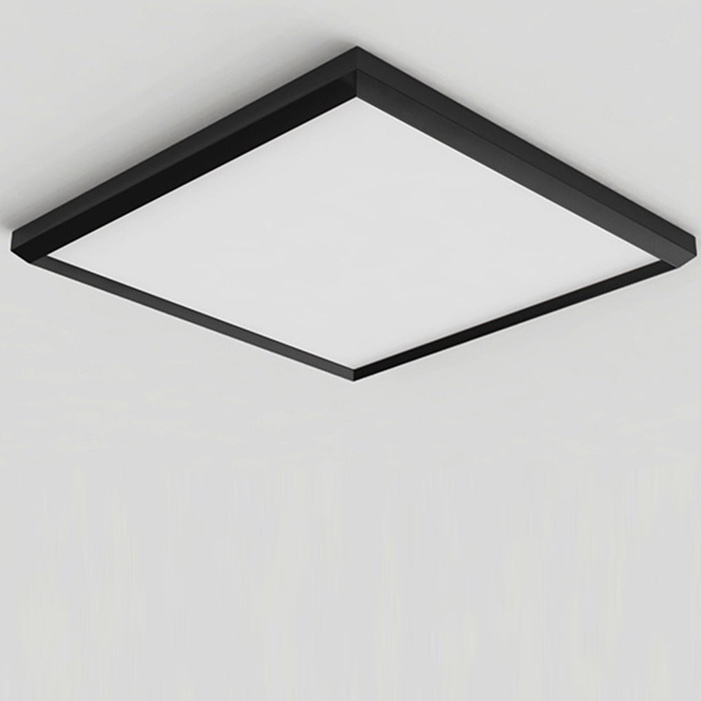 Square Modern Flush Mount Lighting Brown Frame Dimmable LED Ceiling Lights with Remote