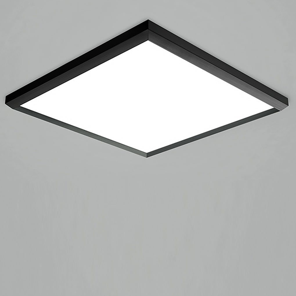 Square Modern Flush Mount Lighting Brown Frame Dimmable LED Ceiling Lights with Remote