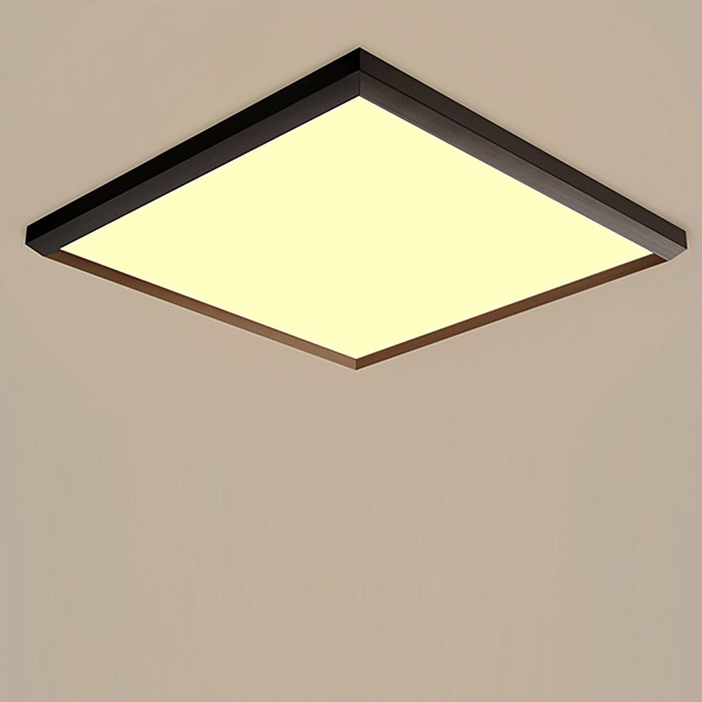 Square Modern Flush Mount Lighting Brown Frame Dimmable LED Ceiling Lights with Remote