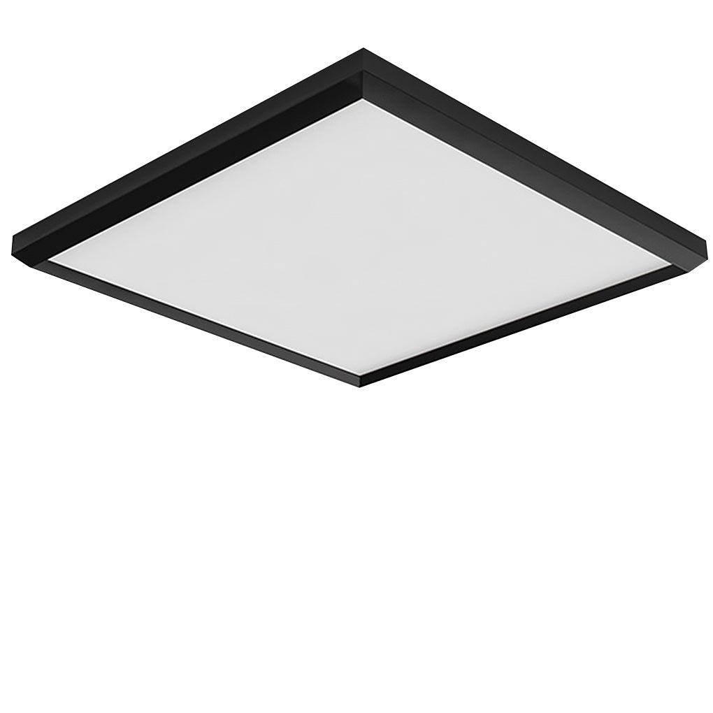 Square Modern Flush Mount Lighting Brown Frame Dimmable LED Ceiling Lights with Remote