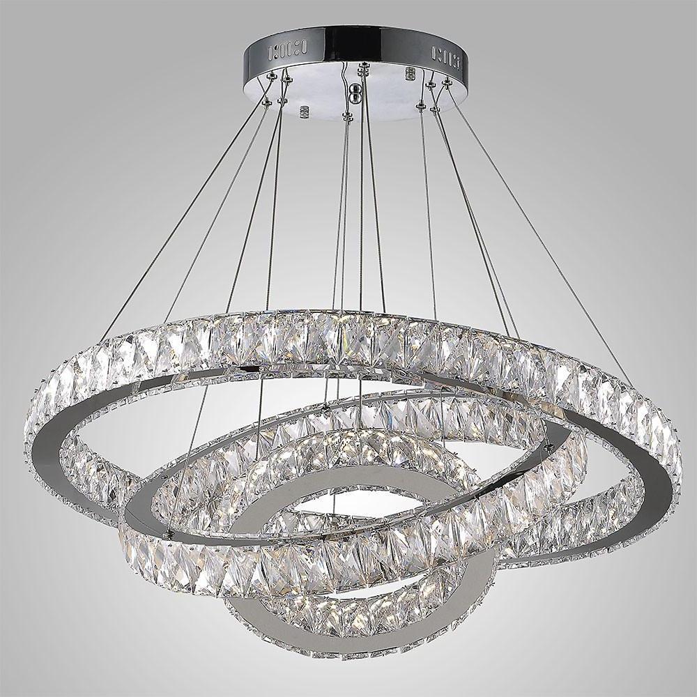 Interwoven Circle Crystal Dimmable LED Modern Chandeliers Pendant Light