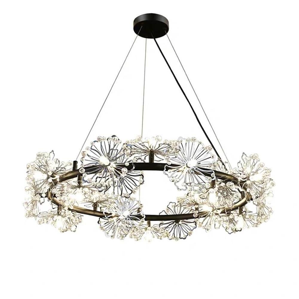 Circle Flower Design Electroplated Metal Crystal Classic Chandeliers