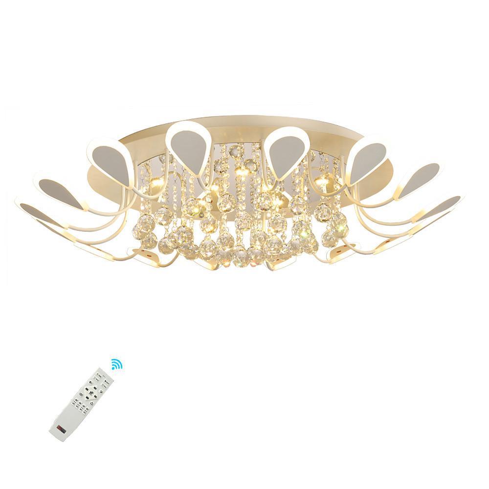 Flower Shaped Dimmable LED Crystal Modern Flush Mount Lighting Ceiling Light