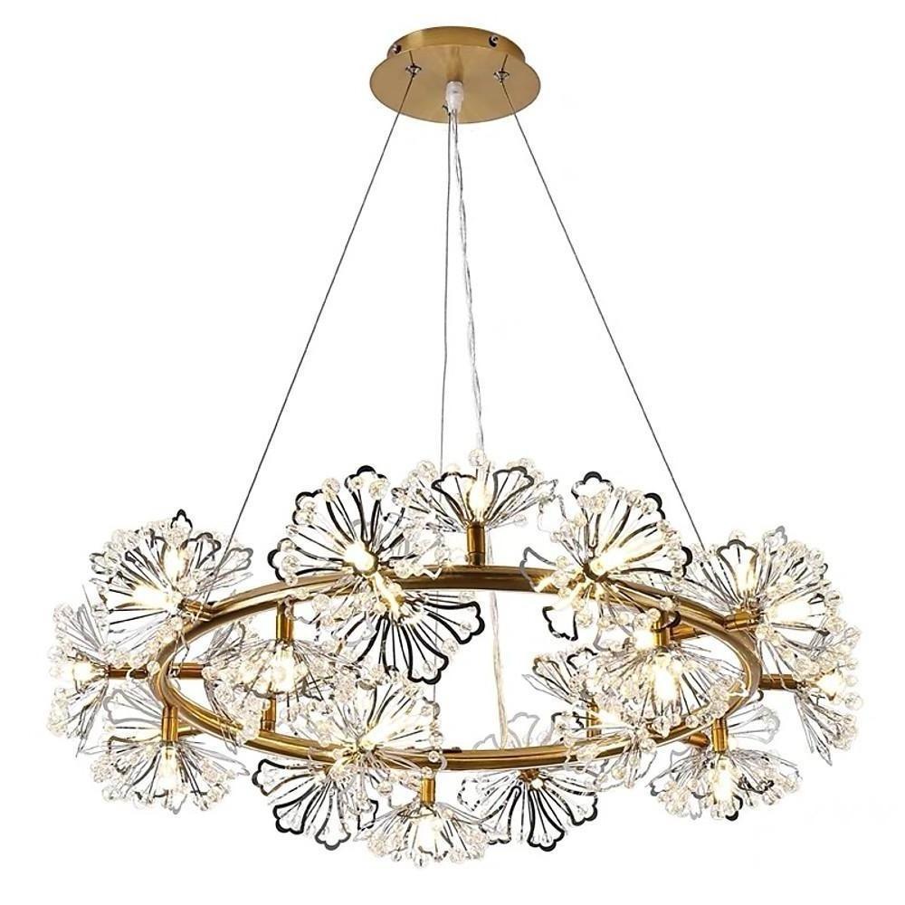 Circle Flower Design Electroplated Metal Crystal Classic Chandeliers