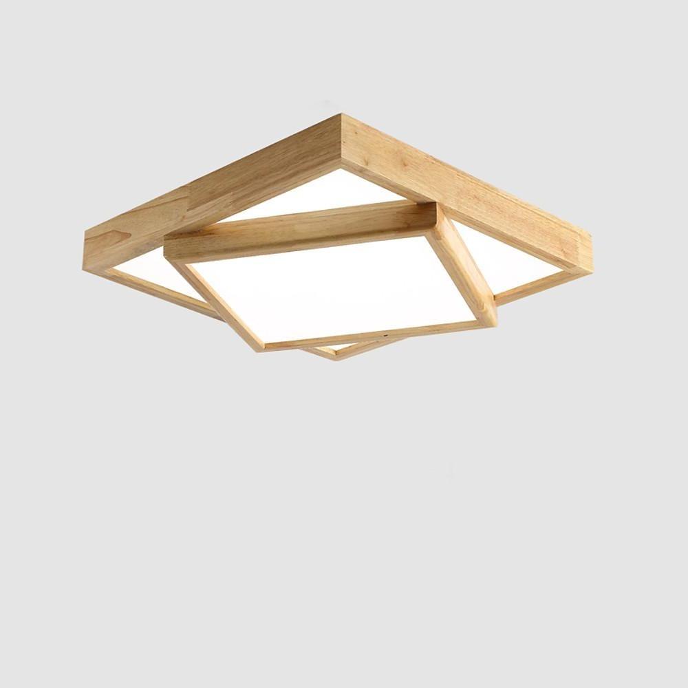 Artistic Wood Squares Dimmable LED Nordic Ceiling Light Flush Mount Lighting