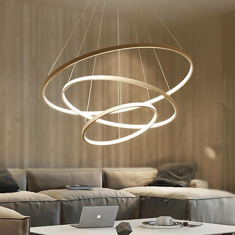 3 Ring Intterweaved Circle Design Pendant Lighting Aluminum Acrylic LED Ceiling Light