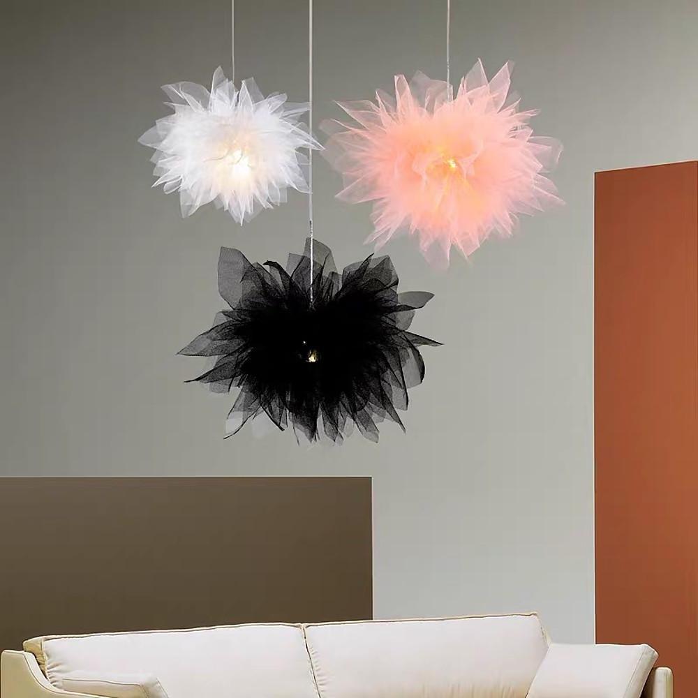 20'' Fabric Flower Design Electroplated Metal LED Modern Pendant Lights