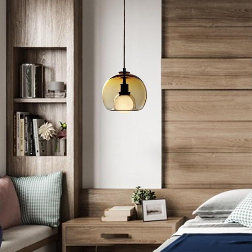 Semi Globe Electroplated Glass Metal LED Nordic Pendant Lighting