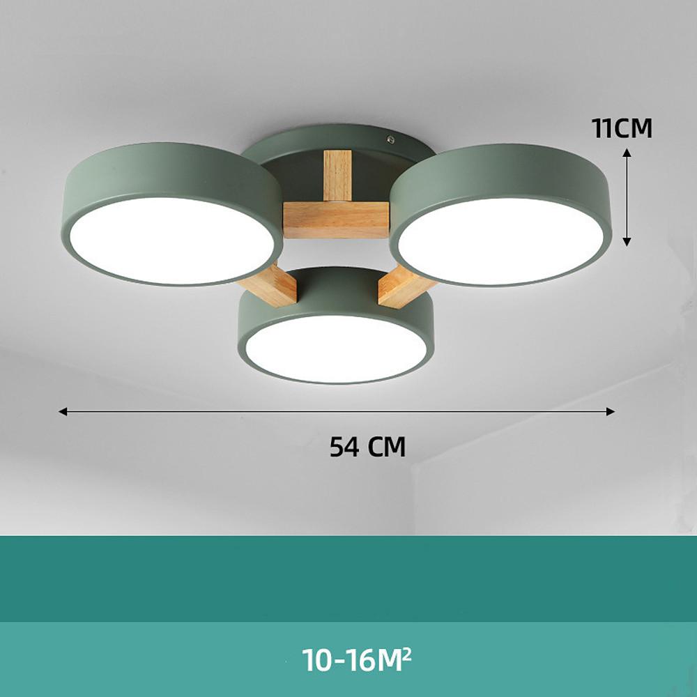 3 Circle Flush Mount Ceiling Light Metal Wood Bamboo LED Light