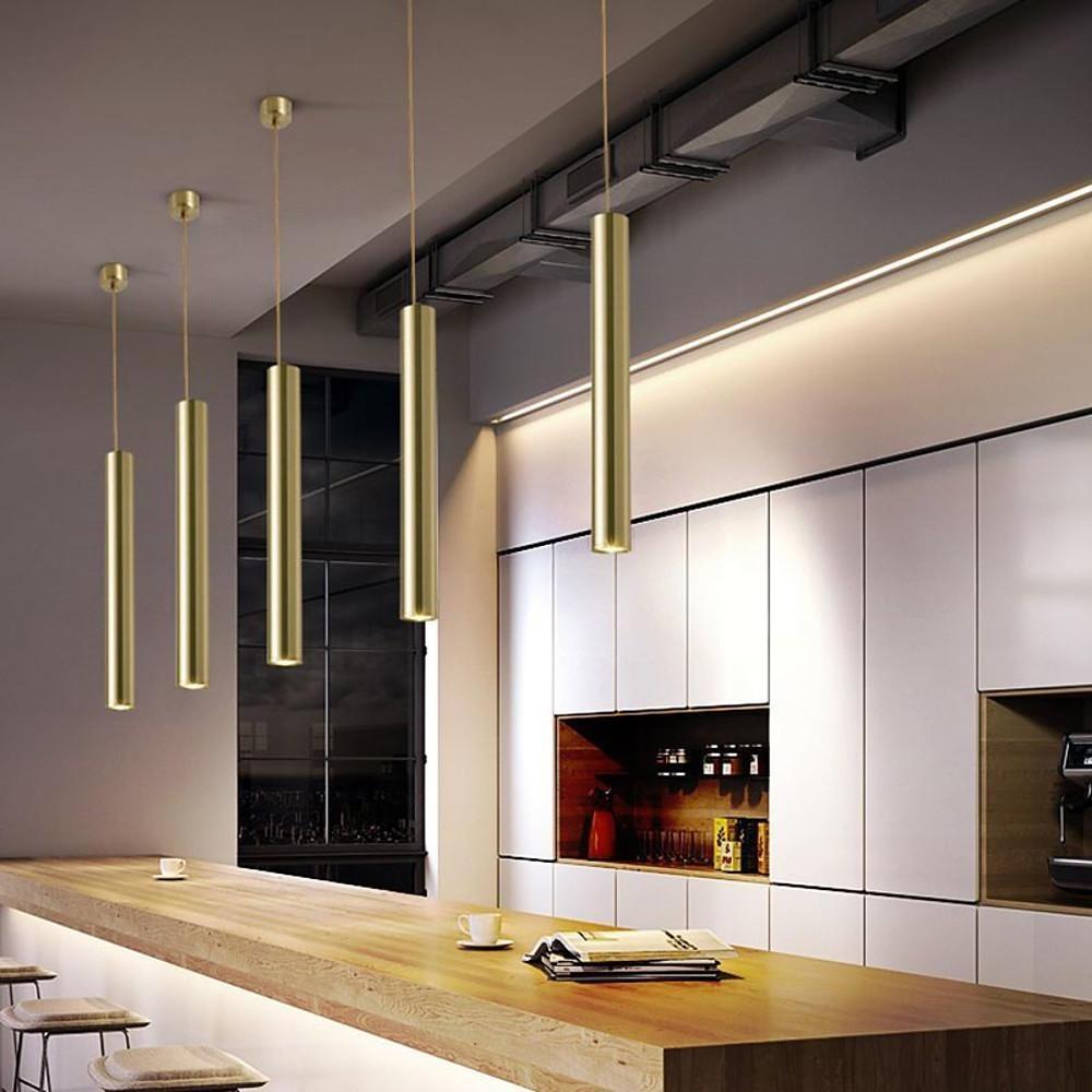 Unique Elongated Linear Metal Industrial Kitchen Island Pendant Lighting