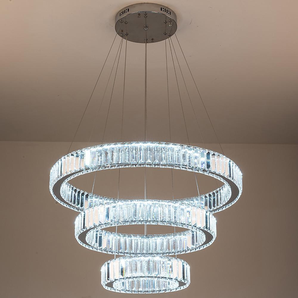 Chrome Crystal 3-Tier Pendant Light Modern Chandelier