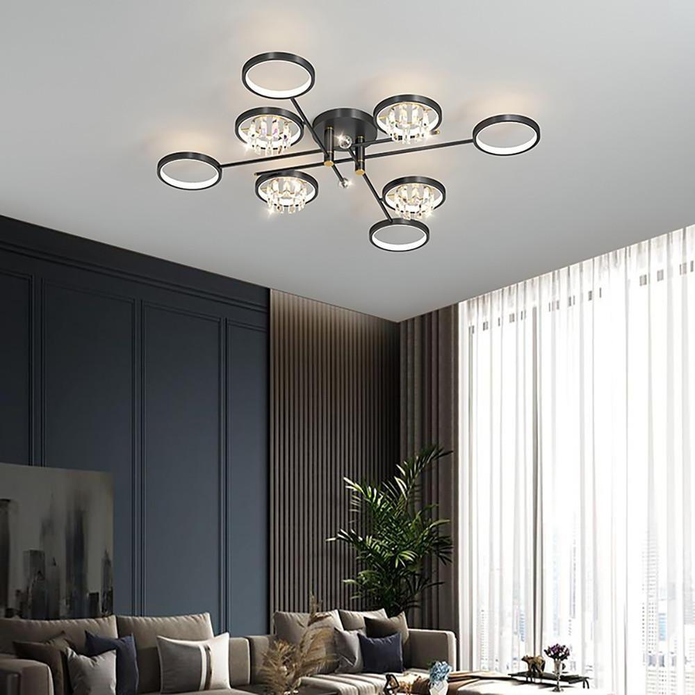 Geometric Crystal Metal Flush Mount Ceiling Light Multiple Lights for Living Room