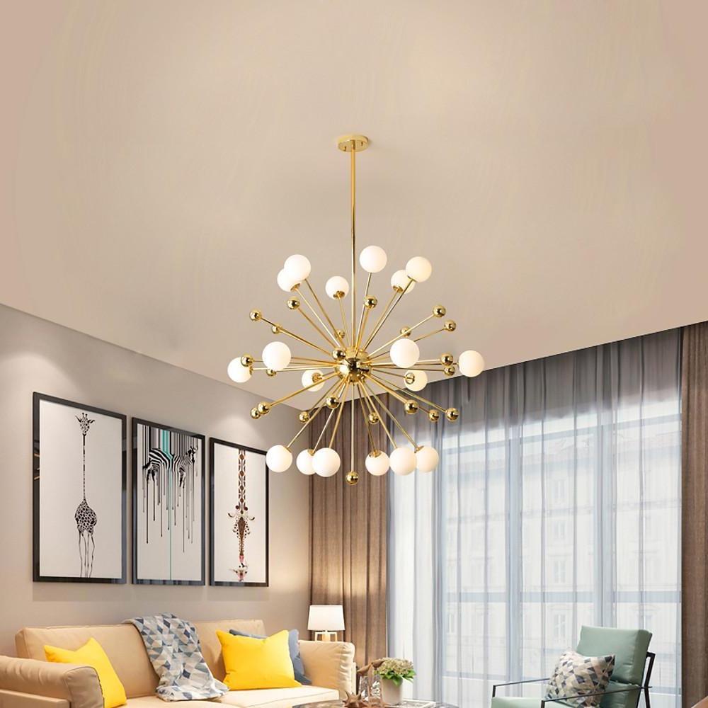 Nordic Globe Sputnik Chandelier Modern Gold Living Room Chandelier 18 Bulbs