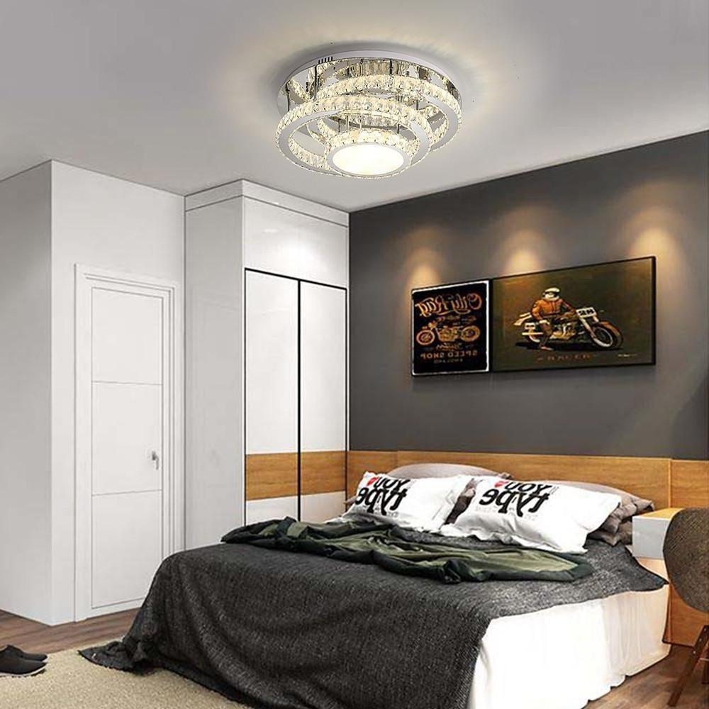 Gradated Flush Mount Ceiling Light Industrial Acrylic Stainless Steel LED Light