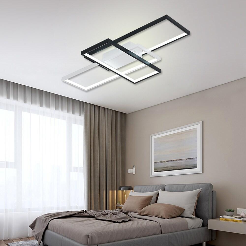 Multi Rectangle Large Flush Mount Ceiling Light with 3 Integrated Tiered Lights