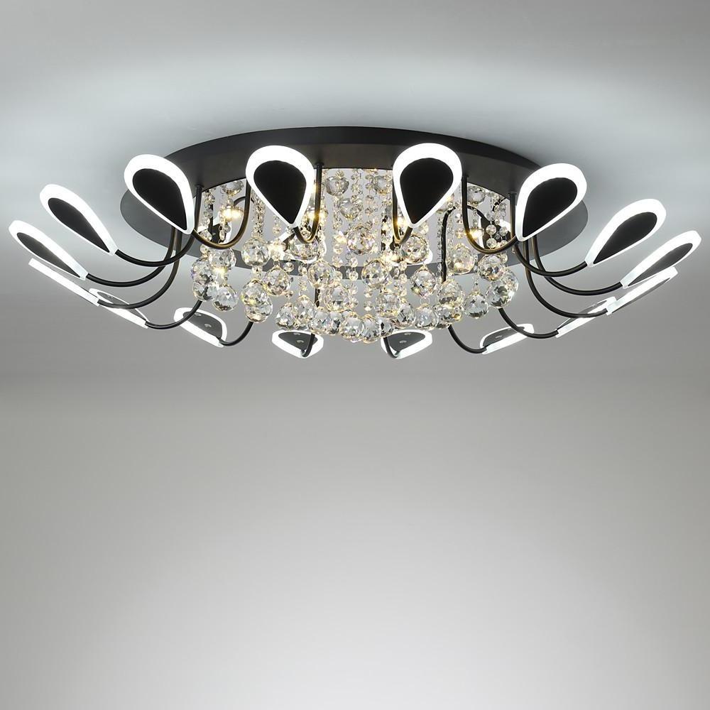 Flower Shaped Dimmable LED Crystal Modern Flush Mount Lighting Ceiling Light