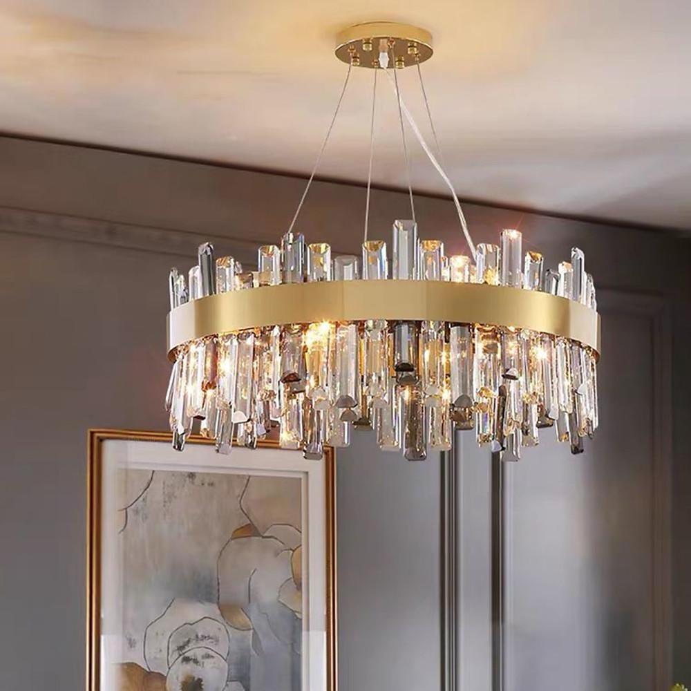 8 Light Modern Crystal Chandelier Industrial Brass Chandelier