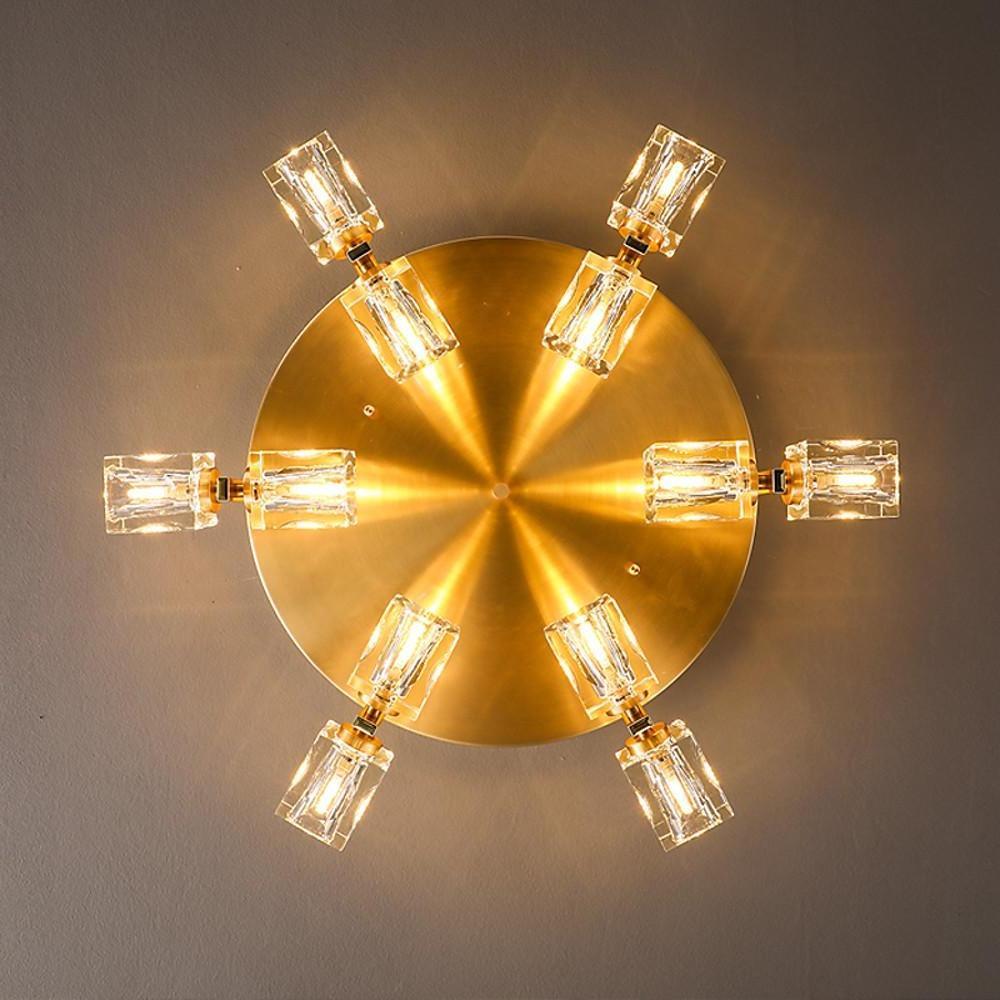 6 Light Unique Crystal Brass Flush Mount Light LED Ceiling Light