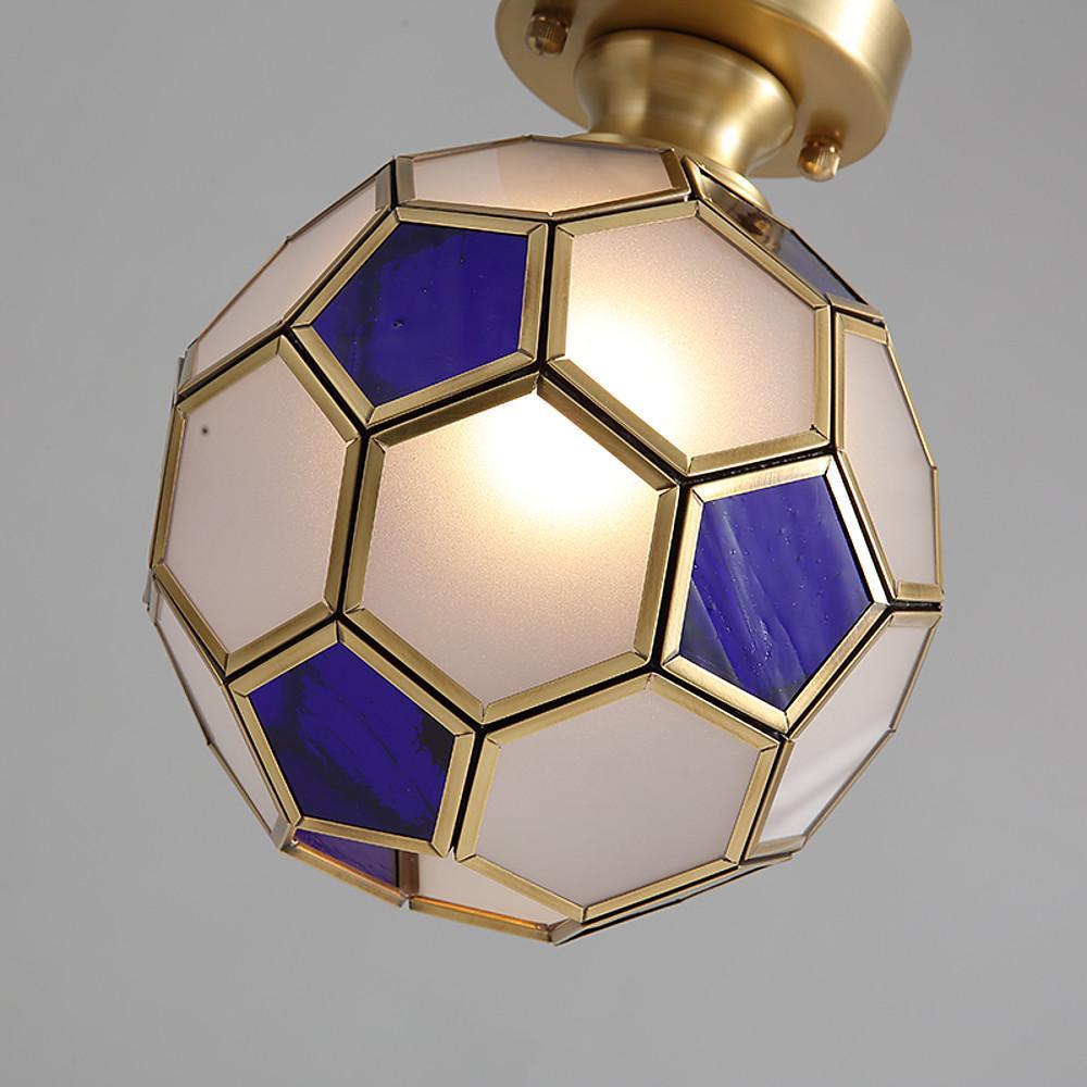 Football Electroplated Copper Glass LED Modern Ceiling Lights Flush Mount Lighting